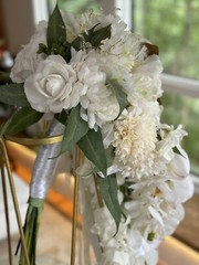45” Long Wedding Bouquet Large Cascade Real Feel Artificial Flower Orchids Roses