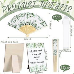 51 Pcs Wedding Favors Guests Bulk 25 Wedding Foldable Hand Fans Eucalyptus