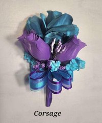 Light Purple Teal Rose Calla Lily Bridal Wedding Bouquet Accessories