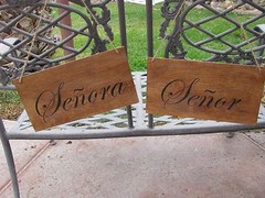 Senor and Senora Wedding chair signs Cottage Distressed hand made wood shabby