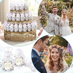 150 Pcs Wildflower Wedding Bubbles Bulk with Bubble Solution Wedding Mini Bub…