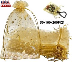 200PCS Sheer Drawstring Organza Jewelry Pouches Wedding Party Favor Gift Bags US