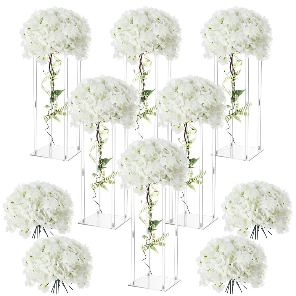 Geetery Tall Acrylic Wedding Flower Stand Centerpieces Clear 28 Inch, White