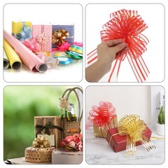 5pcs 4″ Large Pull Bow Metallic Pink Gift Wrapping Bows with Gold Edge