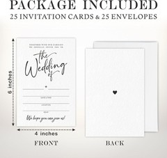 Elegant Double-Sided Wedding Invites – 25 Quality Minimalistic Cards & Envelopes