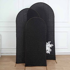 5 ft BLACK Metallic Fitted Spandex Round Top Arch STAND COVER Party Events