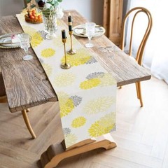 Yellow Gray Table Runner Dahlia Pinnata Flower Beige Table Runners Modern