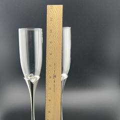 Set of 2 LENOX Creative Heart Shape Champagne Flutes With Rhinestone Hearts