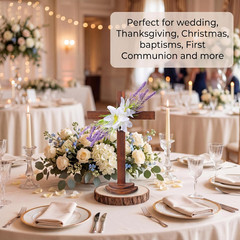 6 Pcs 1 Pcs 11.8 Inch Wooden Cross Table Decoration Church Wedding Standing Pine