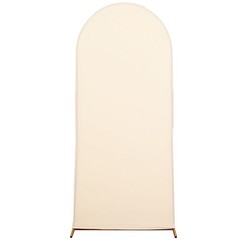 6 ft BEIGE Matte Fitted Spandex Round Top Arch Backdrop STAND COVER Party