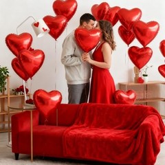 Heart Shaped Foil Balloons – 15 Pack 18 Inch for Valentine’s Day, Birthday, Red