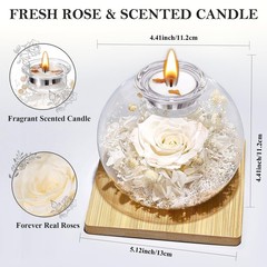 Mothers Day Rose Gifts for Mom Birthday Gift Women 4.41″H x 4.41″W, White