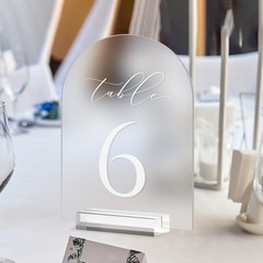 1-10 Frosted 5×7 Acrylic Arch Table Numbers, Stands, Wedding, Centerpiece