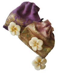 100 x 3″ x 3″ inches Recycled Indian sari fabric drawstring pouches, gift bags.