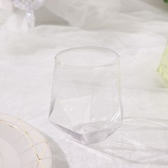 12 Clear 12 oz Geometric Stemless Plastic Wine Glasses Party Events Decorations