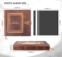 Robrasim Brown Leather Self-Adhesive Photo Album, 9.6×9.6×1.3 in, Holds 3×5, …
