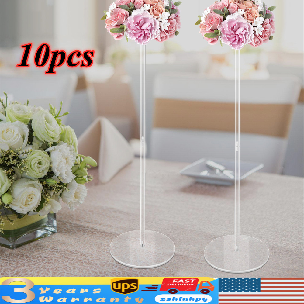 10pcs Acrylic Flower Vase Balloons Rack Stand Weddings Backdrop Decoration 80cm