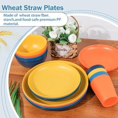 Liyh Love In Your Heart Liyh 36 Pcs Wheat Straw Dinnerware Sets Plastic