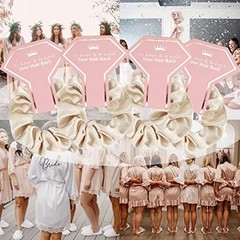 8 PACK Bridesmaid Proposal Gifts Scrunchies Hair Ties Bachelorette Beige+White