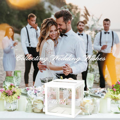 White Pot Clear Cards Box, Cards Receiving Box for Birthday, Wedding, Bridal or