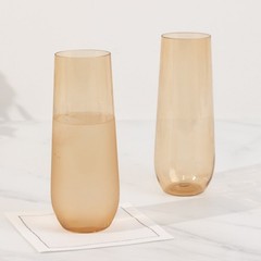 9 oz Amber Gold Stemless Plastic Champagne Flutes Disposable Party Tableware