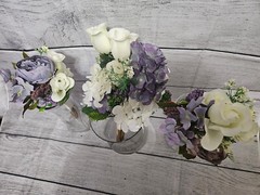 Wedding Table Centerpieces, Reception Centerpieces, Vintage, Dusty Purple, Ivory