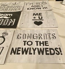 Reverse Wedding Photo Booth Signs Set Rustic Black White Bride Groom Props