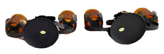 Pair 1970’s 2 Votive Candle Holders Amber Glass with Wrought Iron/Steel Roses