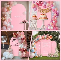 GOJAWAY 6+6.6+7.2FT Blue/Pink Wedding Arch Cover, Spandex Fitted Wedding Arch