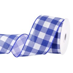 Plaid Check Ribbon, 2.5 Inch x 10 Yards Gingham Ribbon, Navy Blue