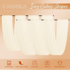 Ivory Ceiling Drapes for Wedding – 5ftx30ft Drapes for Wedding Arch – Sheer C…