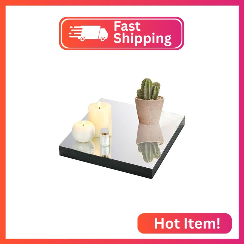 8″ Square Mirror Centerpieces for Tables Decorations, 10 Pack Acrylic Square Mir