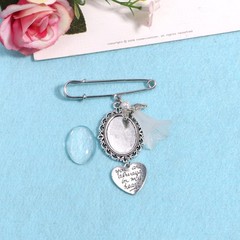 Wedding Boutonniere Bouquet Photo Memorial Charm Pin Mother of The Bride Gift