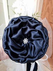Navy Blue Pew Bows Chair Bows White Wedding Church Aisle decorations Arch decor