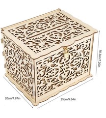 Card Box, Wedding Card Box with Lock Rustic Wooden Gift Card Box Skeleton Mon…