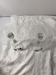 2 Vintage Rawcliffe Toasting Flute Glasses Pewter 25 Year Anniversary