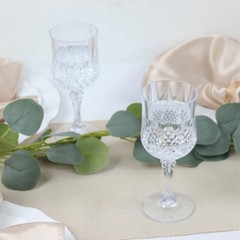 CLEAR 6 Plastic 8 oz Crystal Cut Goblets WINE GLASSES Party Events Decorations