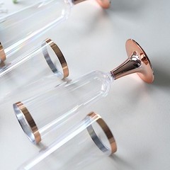12 pcs 5 oz Clear with Rose Gold Rim Champagne Flutes Wedding Party Tableware
