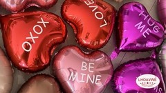 12 Pcs Red Heart Shaped Balloons 18 Inch XOXO | LOVE | 4 Colors Printed Xoxo