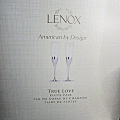 Lenox True Love Toasting Flute Pair Silver Plate & Clear Glass Set of 2