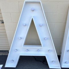 White Lighted Marquee Letter Set w/ # Sign – M B A F Letters