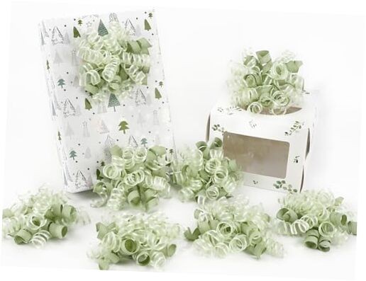 Green Bows for Gift Wrapping Gift Bows x 8 Counts Self 5 inch Sage Green