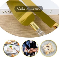 Timeless Cake Server Set – Gold Stainless Steel Knife & Crystal Handle Gift Idea