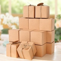 50PCS Small Gift Boxes, 2 x 2 x 2 inches Mini Party Favor Boxes with brown