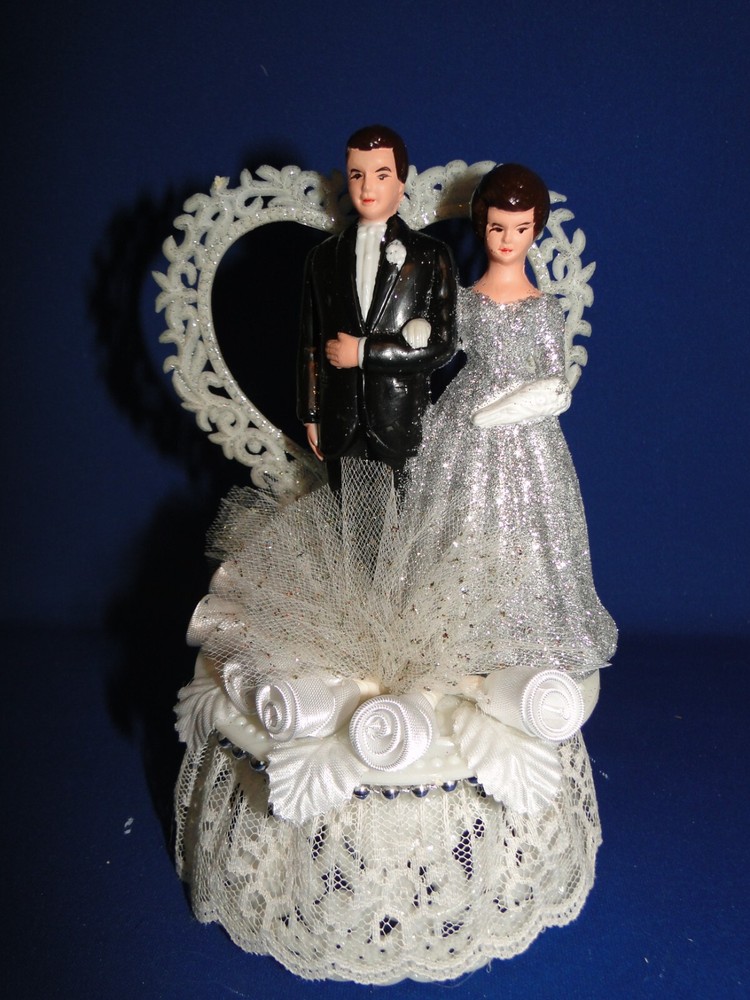 New 25th Wedding Anniversary Couple Caketopper with Bride & Groom in Silver #29