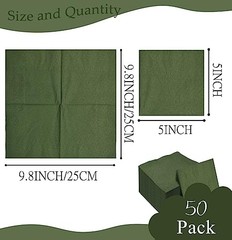 50 Pieces 2-ply Disposable Cocktail Napkins Beverage Napkins Green Napkin