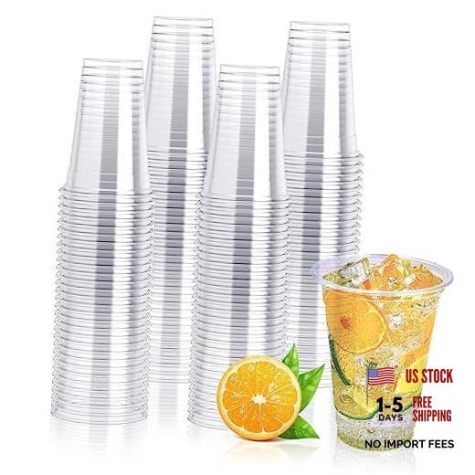 200 Pack 10 oz Clear Plastic Cups – PET Disposable Drinking 200 Cups