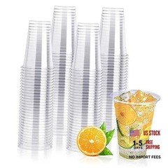 200 Pack 10 oz Clear Plastic Cups – PET Disposable Drinking 200 Cups