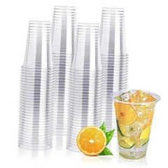 200 Pack 10 oz Clear Plastic Cups – PET Disposable Drinking 200 Cups