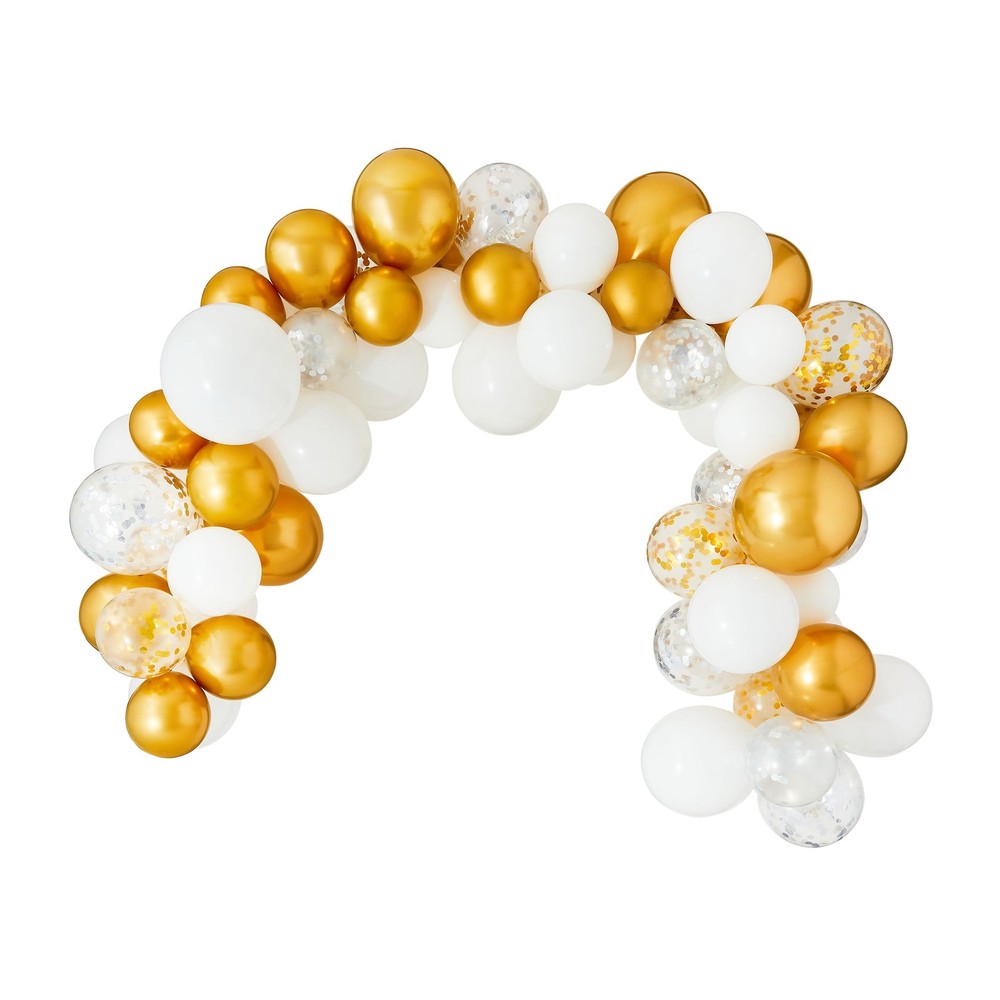 Way To Celebrate 76Pcs Gold White Wedding Balloon Garland Kit